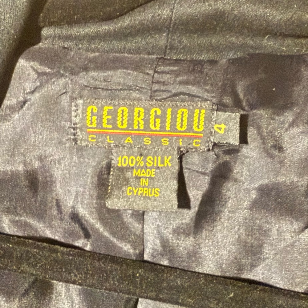 VTG GEORGIOU *BOHO 100% Silk Black Blazer *Slouchy Oversized Woman’s 22” Across - Picture 3 of 4